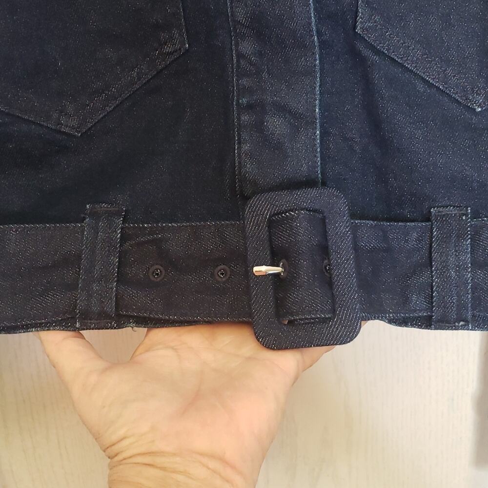 Good American dark denim 70's jacket cropped jean belted size 1 (small) - Picture 7 of 15